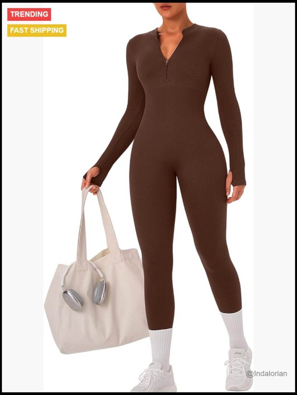 Seamless Ribbed Tummy Control Zip Up Long Sleeve Workout Jumpsuit